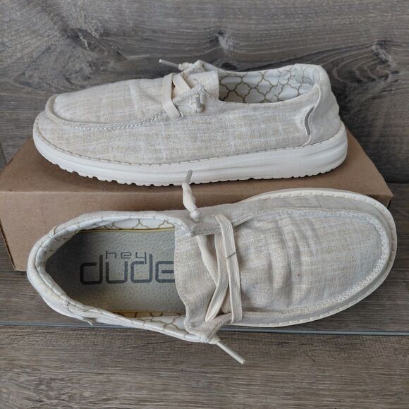 Hey Dude Shoes Womens Size 6 Wendy Sparkling Gold Slip On Casual Loafers Beach - Picture 1 of 11